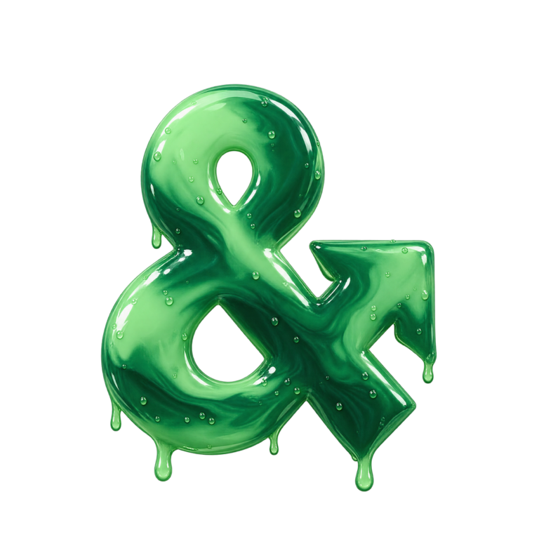 Ampersand 3D de FT Media, acabado slime verde