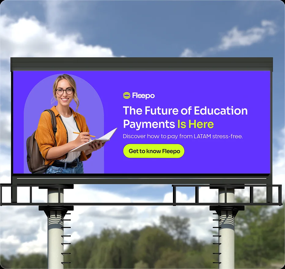 Valla publicitaria de Fleepo The Future of Education Payments