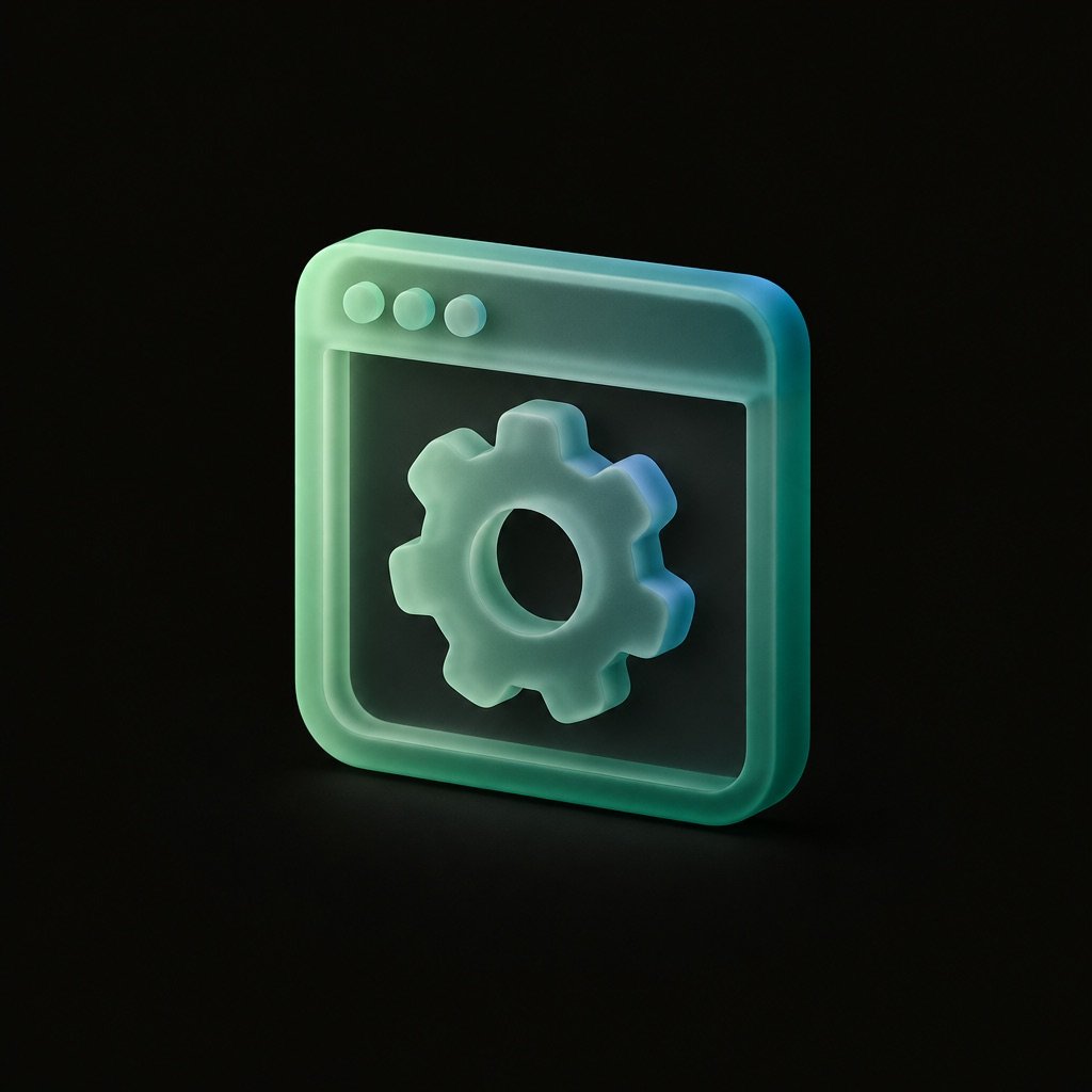 Ícono 3D admin web (fondo oscuro)