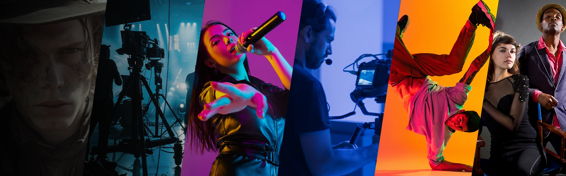 Banner de Menthorama con actuación, cine, canto, producción y danza