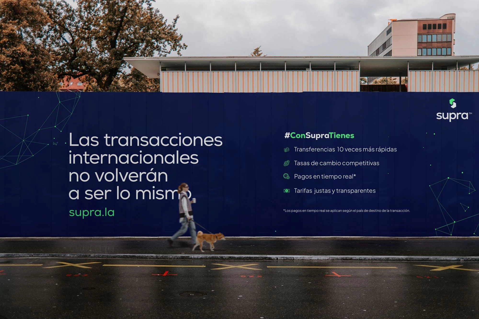 Valla publicitaria de Supra: las transacciones internacionales no volverán a ser lo mismo